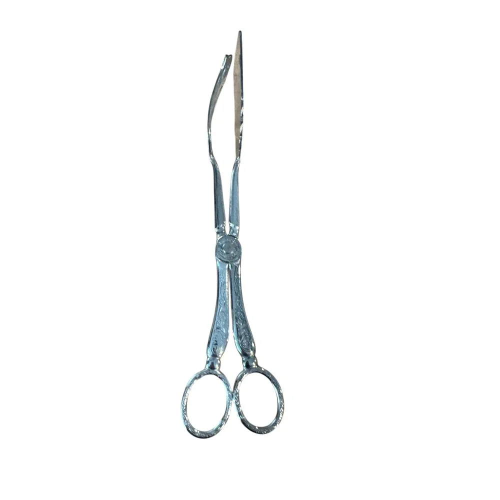Raimond Silverplate Vintage Scissor Serving Tongs Ornate Floral Etched Silver